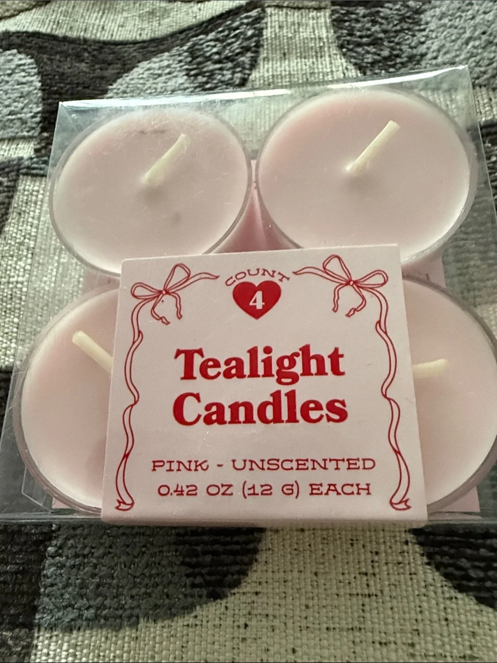 Pink Tealight Candles - Unscented 4 Count